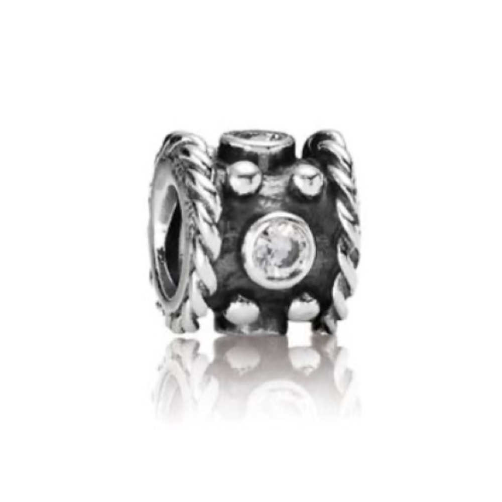 Retired Pandora Oxy Crown with Clear Zirconia Sterling Silver EUC